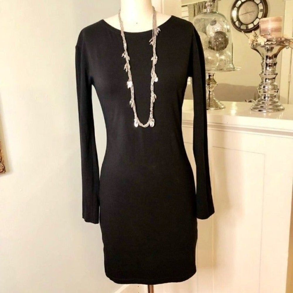 Piko Solid Black Bodycon Dress Small - Picture 3 of 8
